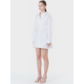 VOLUME SHIRRING SHIRT DRESS WHITE MBCSOP002WH