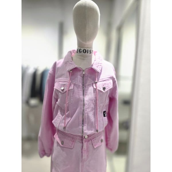 [여주점] 라벨 포인트 하이넥 루즈핏 데님자켓ES2DZ860