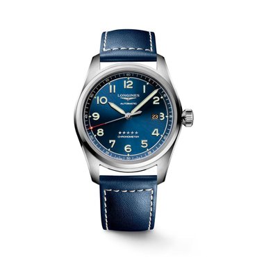 론진 스피릿 블루 다이얼 레더 스트랩 42MM L3.811.4.93.0