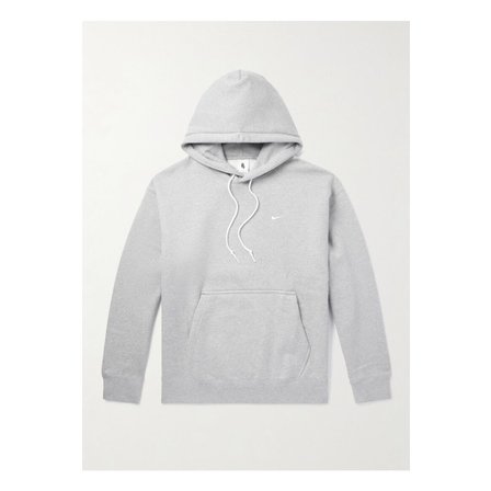 나이키 솔로 스우시 로고 자수 코튼 혼방 저지 후디 그레이 1647597357953427