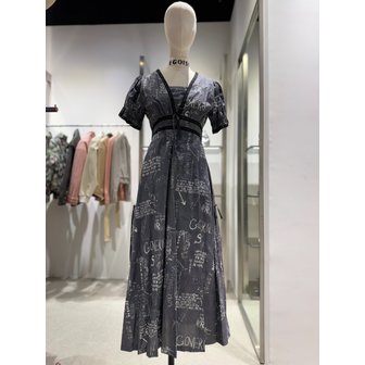 에고이스트 [여주점] 테이프 믹스 브이넥 소매 볼륨 원피스 ER2WO361