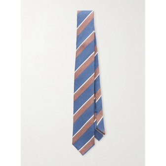 DE PETRILLO 드 페트릴로 7cm 스트라이프 실크 리넨 블렌드 타이 46376663163094054