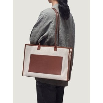 GONI atelier Daily Shopper Oblong (Leather & Canvas) Lsize / Brown