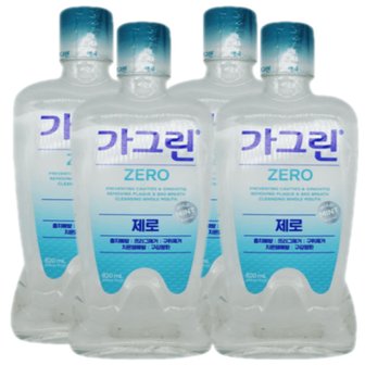  가그린 제로 820ml x4개 구강청결제 가글 구취제거