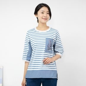 엄마옷 반팔 라운드 스트라이프 티셔츠 TS305217 중년여성의류/50대/60대/마담/빅사이즈