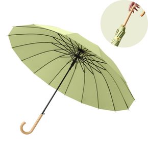 우드손잡이 16K 무지 파스텔 자동 우산 튼튼한 장우산