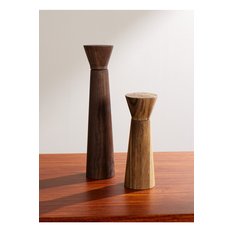 Walnut and Teak Wood Salt and Pepper Grinder Set