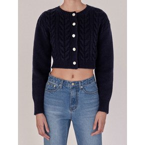 Navy Avignon Cropped Cable Cardigans