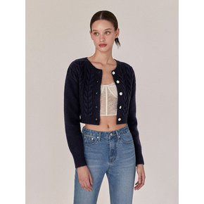 Navy Avignon Cropped Cable Cardigans