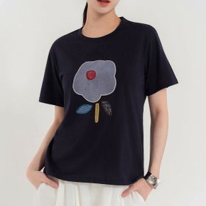 로에프 플라워 자수 반팔 티셔츠_P431036833