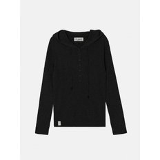 BLURRY BUTTON HOODIE KNIT_3COLORS_BLACK