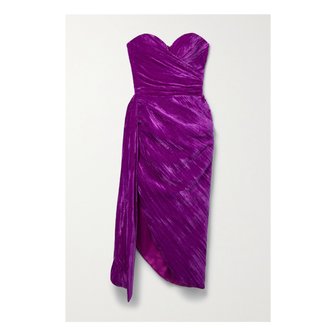 라사리오(RASARIO) 라사리오 Draped Strapless Velvet Midi Dress 퍼플 43769801095846622
