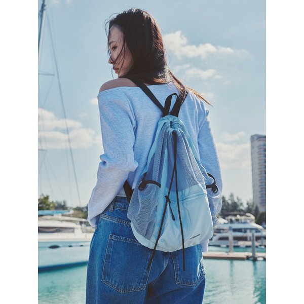 DRAWSTRING LIGHT MESH BACKPACK (SKY BLUE)