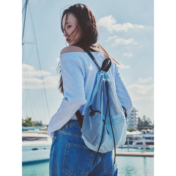 DRAWSTRING LIGHT MESH BACKPACK (SKY BLUE)