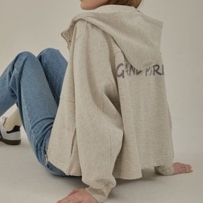 Paris string loose-fit hood zip-up_Light Gray