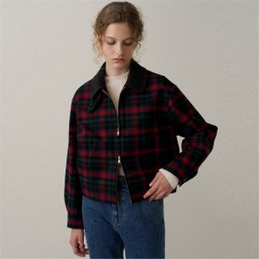 [블랭크03] wool check blouson [Italian fabric] (red check)