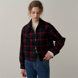 blank03 [블랭크03] wool check blouson [Italian fabric] (red check)