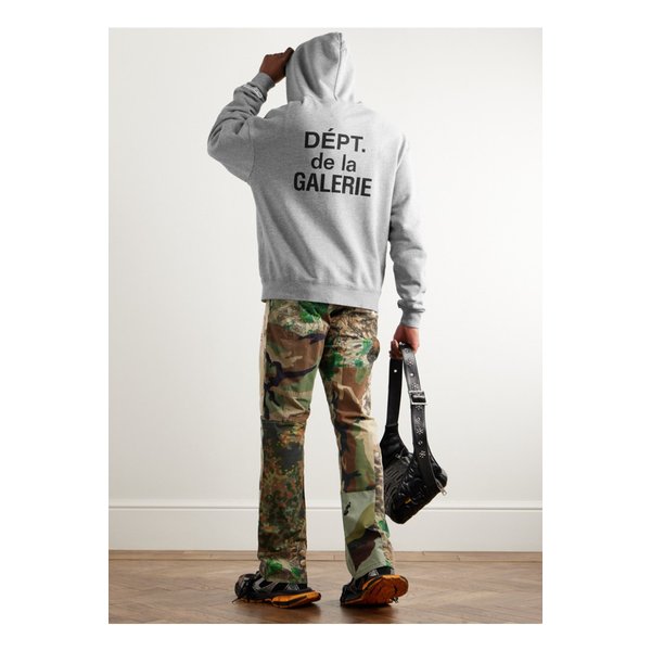 로고 프린트 코튼 혼방 저지 집업 후디 그레이