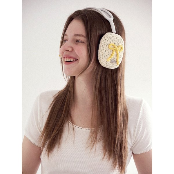 No.200 / Ribbon Crochet AirPods Max Case Cover _ Yellow