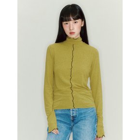 Color Block Interlock Turtleneck_mustard