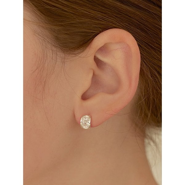 [6mm+10mm 진주귀걸이 증정] Oval Clear Hoop Earring (S/M)