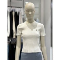 [여주점] [캘빈클라인진]여성 슬림 반팔 니트 티셔츠 아이보리-J223491-YBI