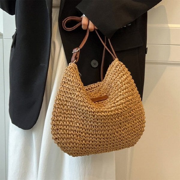 [옷자락] 여성 여름 라탄 크로스백 네트 숄더백 투웨이