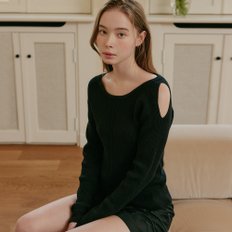 소피아 컷아웃 니트_블랙 / SOPHIA UNBALANCE CUT-OUT KNIT_BLACK