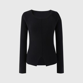 소피아 컷아웃 니트_블랙 / SOPHIA UNBALANCE CUT-OUT KNIT_BLACK