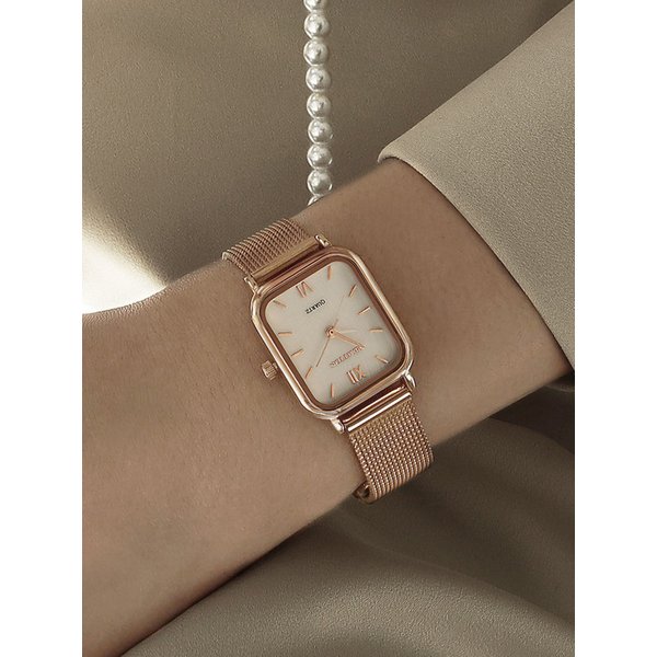 하버 메쉬 시계 화이트 로즈골드