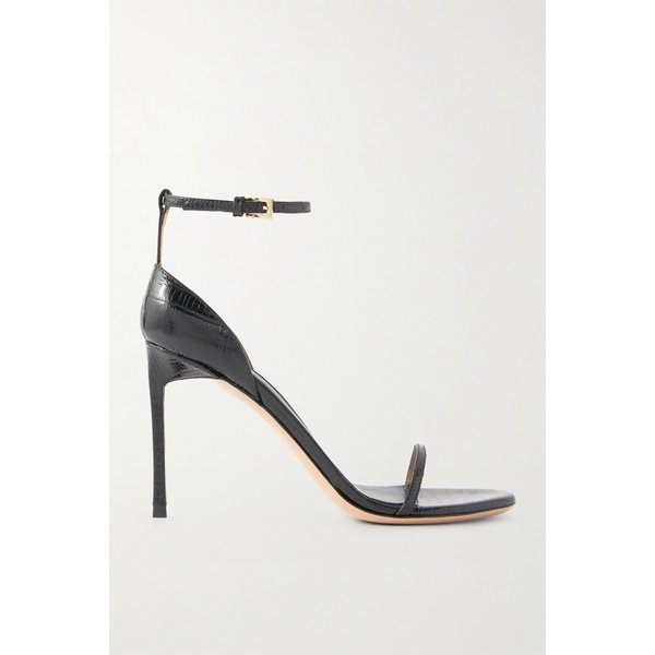 버티고 85 크로커다일 엠보스드 가죽 샌들 블랙 46376663163051940