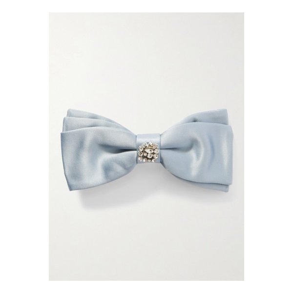 크리스털 장식 새틴 보우 헤어 클립 스카이 블루 46376663162865427