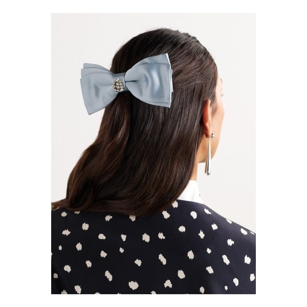 크리스털 장식 새틴 보우 헤어 클립 스카이 블루 46376663162865427