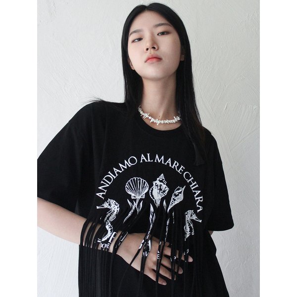 Fringe Printed Tshirt (BLACK)