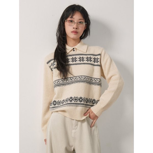 아르디 앙고라 울 블렌딩 노르딕 카라 니트 _ Ivory UBNA_T0001