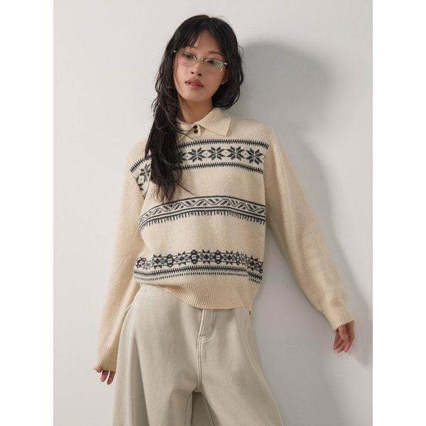 아르디 앙고라 울 블렌딩 노르딕 카라 니트 _ Ivory UBNA_T0001
