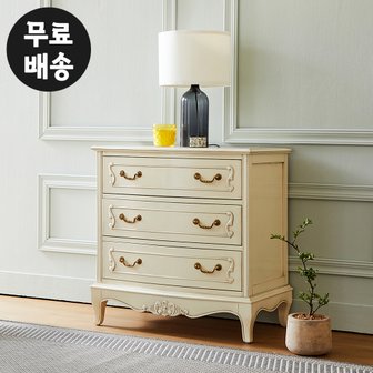 벤티스가구 쥬디 엔틱 원목 3단 서랍장 삼단 옷장 수납장 소형 인테리어 고급(800/아이보리)