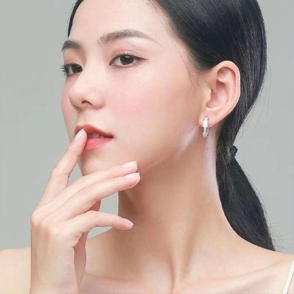 [옷자락] 여자 고급 오피스 격식 주얼리 올큐빅 실버 링 귀걸이