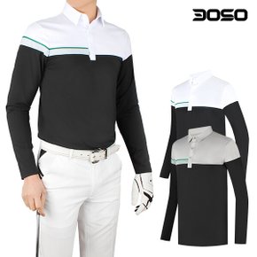 골프웨어 남성 봄/가을 가슴배색포인트 골프티셔츠/HSHR