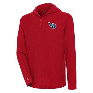 이스퀘어 4645545 ANTIGUA Mens Antigua Red Tennessee Titans Strong Hold Long Sleeve Henley Hoodie T-