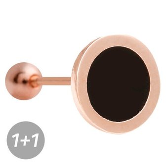 미니아트 [1+1] 블랙심플 오닉스 14K 로즈골드 금침 피어싱 귀걸이