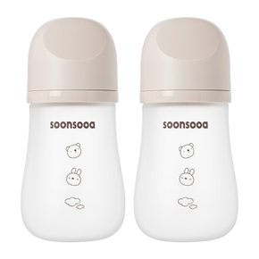 트윈팩 실리콘 코팅 유리젖병 노꼭지-240ml