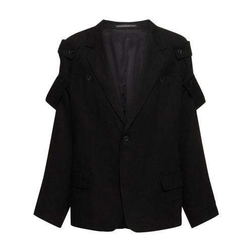 [해외배송] YOHJI YAMAMOTO KSINGLE 버튼 린넨 자켓 B0061056975