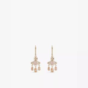 5476428 VIVIENNE WESTWOOD JEWELLERY Joaquina pear-shaped drops brass earrings