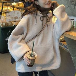 양털 후리스 후드 플리스 오버핏 자켓