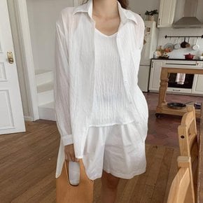 [옷자락] 여자 여름 아사면 나시 루즈핏 셔츠 세트