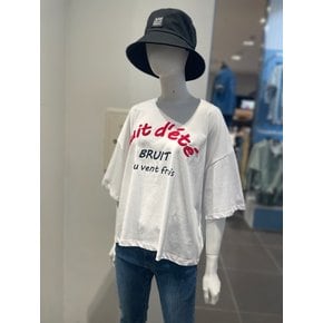 [클라이드] 여성 부클레터링 반팔 티셔츠 FNCTS802F