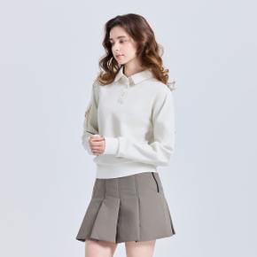 [온라인단독] 여성 우븐포켓 카라넥 긴팔 기모 티셔츠 크림 CHE4WLT5815CR