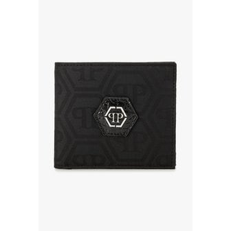필립플레인 모노그램 나일론 앤 레더 프렌치 지갑 8615333004000