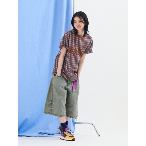 STRIPED LOGO GRAPHIC T-SHIRT (BROWN)